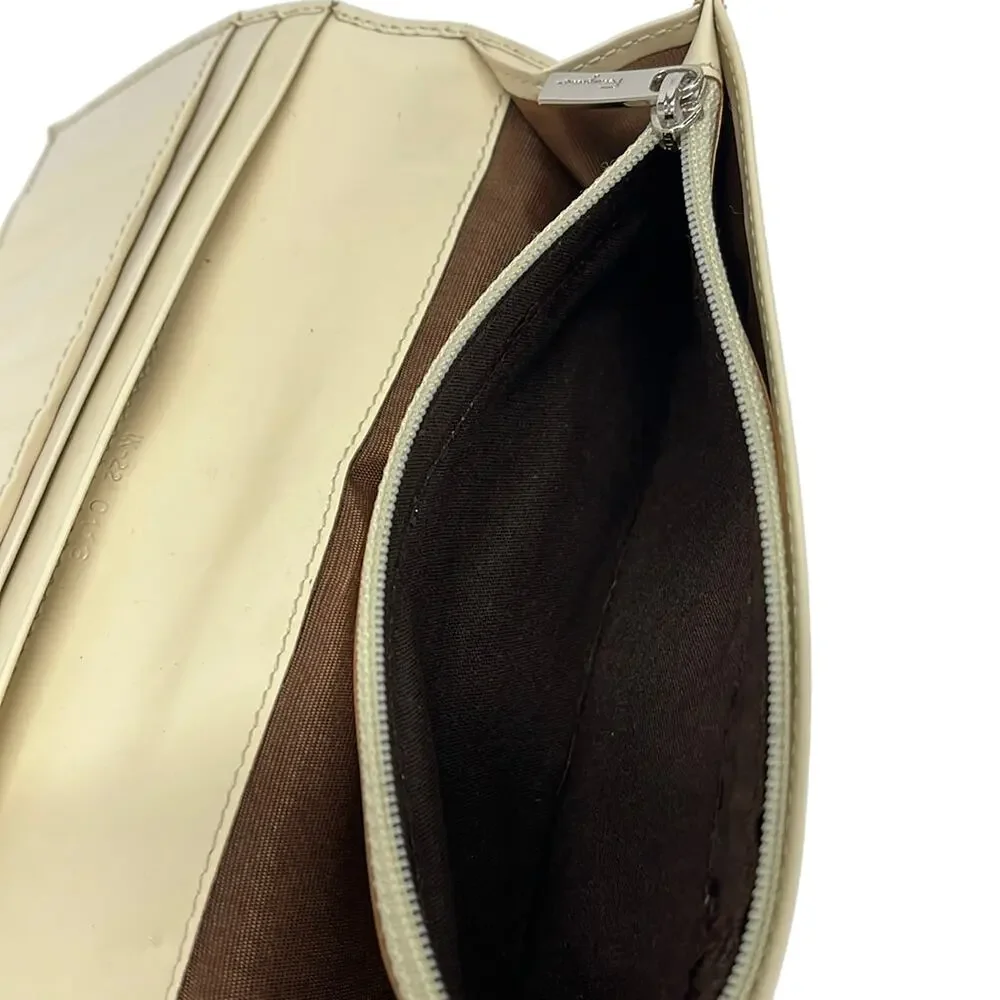 Salvatore Ferragamo Gancini Long Wallet Beige Cream Canvas Leather